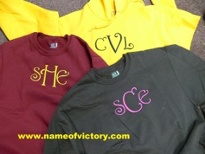 Embroidered Initial on T Shirts